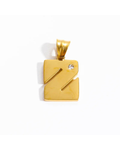 Letter z Stainless Steel Plating Inlay Zircon 18K Gold Plated Necklace Pendant