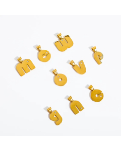 Simple Style Classic Style Letter Stainless Steel Titanium Steel Plating Inlay Zircon 18K Gold Plated Necklace Pendant
