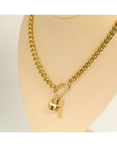 Casual Simple Style Heart Shape Key Lock Stainless Steel Plating 18K Gold Plated Pendant Necklace