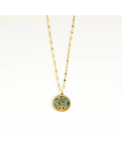 Retro Simple Style Devil'S Eye Stainless Steel Plating Inlay Natural Stone 18K Gold Plated Pendant Necklace
