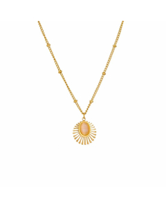 Casual Retro Round Titanium Steel Plating Inlay Malachite 18K Gold Plated Pendant Necklace