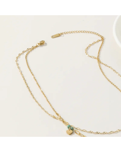 Vintage Style Heart Shape Arylic Titanium Steel Plating 14K Gold Plated Layered Necklaces