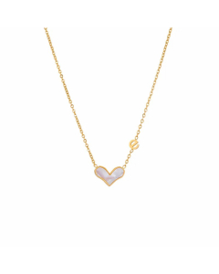 Casual Simple Style Letter Heart Shape Titanium Steel Plating Inlay Shell 18K Gold Plated Necklace
