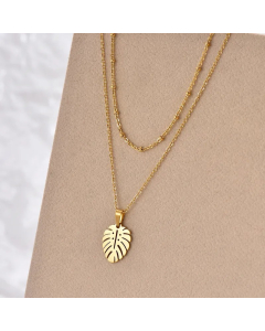 Simple Style Korean Style Leaves Stainless Steel Polishing 14K Gold Plated Necklace