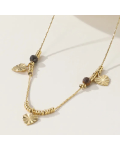 Vintage Style Heart Shape Titanium Steel Plating Inlay Acrylic 14K Gold Plated Necklace