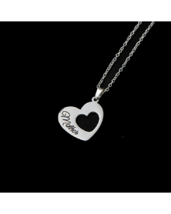 Colorza Elegant Lady Heart Shape Titanium Steel Plating Pendant Necklace-Steel Color-01