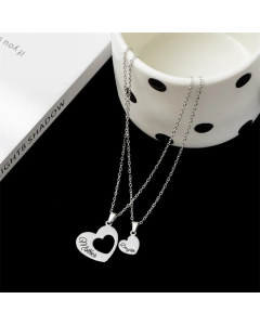 Colorza Elegant Lady Heart Shape Titanium Steel Plating Pendant Necklace-Steel Color-03