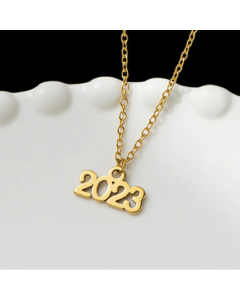 Gold Color Number Titanium Steel Plating Pendant Necklace