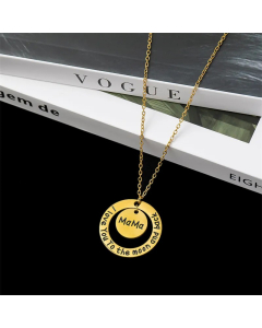 Colorza Casual Lady MAMA Letter Titanium Steel Plating Pendant Necklace-Gold Color-01