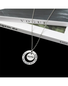 Colorza Casual Lady MAMA Letter Titanium Steel Plating Pendant Necklace-Steel Color-01
