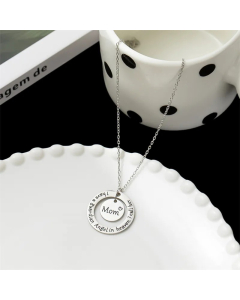 Colorza Casual Lady MAMA Letter Titanium Steel Plating Pendant Necklace-Steel Color-02
