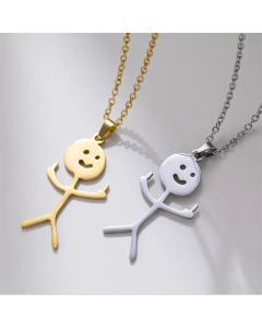 Funny Novelty Human Face Titanium Steel Plating Pendant Necklace_colorza_2