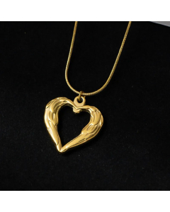 Gold Color Simple Style Commute Heart Shape Titanium Steel Plating Pendant Necklace
