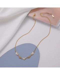Wholesale Stainless Steel Necklace With Heart Charms Iinked, the heart charms with white pearl inlaid. The Necklace Color is gold, 18k gold plated, well finish.