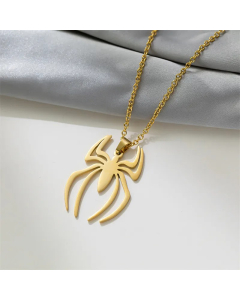 Gold Color Casual Streetwear Spider Titanium Steel Plating Pendant Necklace