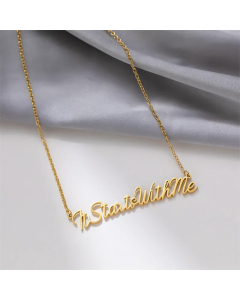 Gold Color Basic Lady Letter Titanium Steel Plating Necklace