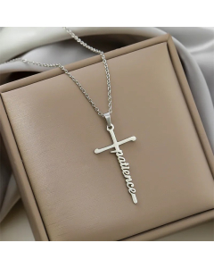Colorza Simple Style Cross Letter Titanium Steel Plating Pendant Necklace-Steel Color-05