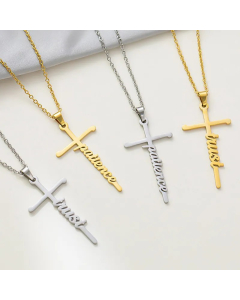 Simple Style Cross Letter Titanium Steel Plating Pendant Necklace_colorza_4