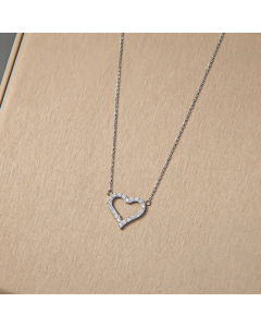 Casual Elegant Heart Shape Titanium Steel Inlay Zircon Pendant Necklace