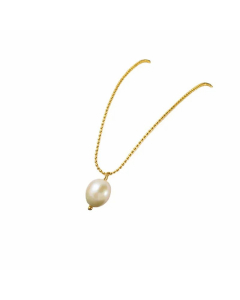 Lady Geometric Imitation Pearl Titanium Steel Pendant Necklace