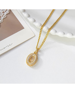 Retro Streetwear Number Titanium Steel Inlay Rhinestones Pendant Necklace