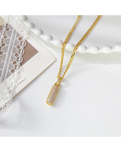 Retro Streetwear Number Titanium Steel Inlay Rhinestones Pendant Necklace