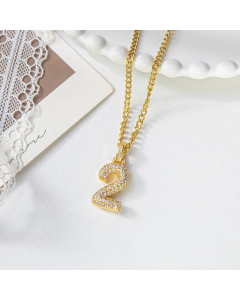 Retro Streetwear Number Titanium Steel Inlay Rhinestones Pendant Necklace