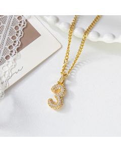 Retro Streetwear Number Titanium Steel Inlay Rhinestones Pendant Necklace