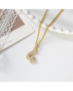 Retro Streetwear Number Titanium Steel Inlay Rhinestones Pendant Necklace