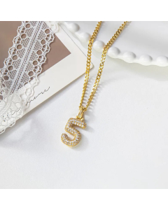 Retro Streetwear Number Titanium Steel Inlay Rhinestones Pendant Necklace