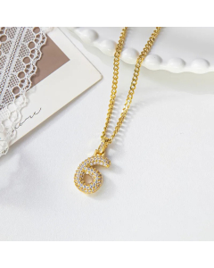 Retro Streetwear Number Titanium Steel Inlay Rhinestones Pendant Necklace