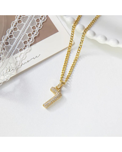 Retro Streetwear Number Titanium Steel Inlay Rhinestones Pendant Necklace
