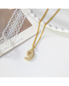 Retro Streetwear Number Titanium Steel Inlay Rhinestones Pendant Necklace