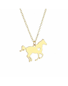 Gold Color Casual Streetwear Horse Titanium Steel Metal Pendant Necklace