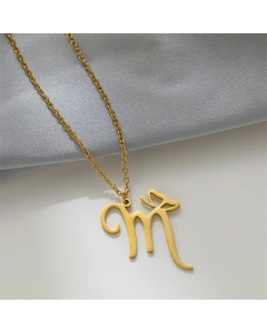 Gold Color Casual Lady Letter Solid Color Titanium Steel Plating Pendant Necklace