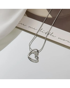 Steel Color Simple Style Heart Shape Titanium Steel Plating Necklace