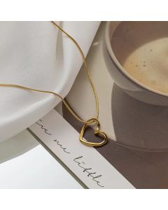 Gold Color Simple Style Heart Shape Titanium Steel Plating Necklace