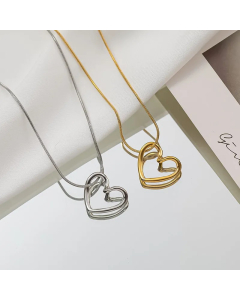 Retro Simple Style Heart Shape Titanium Steel Plating Necklace_colorza_4