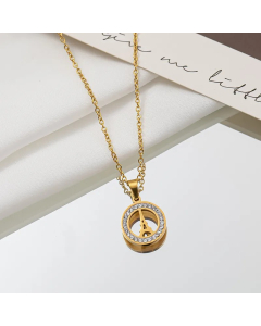 Elegant Streetwear Cross Bear Flower Titanium Steel Inlay Zircon Pendant Necklace