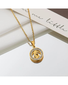 Elegant Streetwear Cross Bear Flower Titanium Steel Inlay Zircon Pendant Necklace