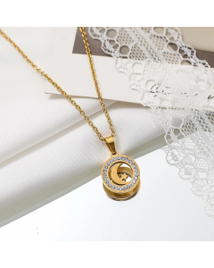 Elegant Streetwear Cross Bear Flower Titanium Steel Inlay Zircon Pendant Necklace