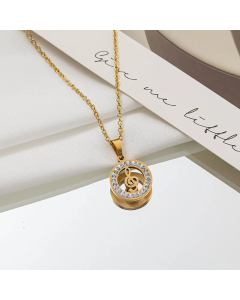 Elegant Streetwear Cross Bear Flower Titanium Steel Inlay Zircon Pendant Necklace
