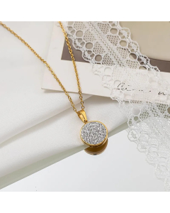 Elegant Streetwear Cross Bear Flower Titanium Steel Inlay Zircon Pendant Necklace