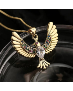 IG Style Peace Dove Bird Copper Inlay Zircon Necklace