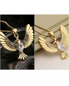 IG Style Peace Dove Bird Copper Inlay Zircon Necklace_colorza_4