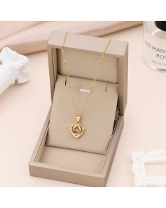 Simple Style Heart Shape Titanium Steel Inlay Zircon Pendant Necklace
