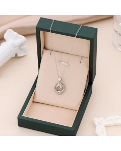 Steel Color Heart Shape Titanium Steel Inlay Zircon Pendant Necklace
