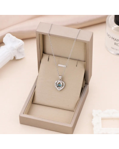 Minimalism Heart Shape Titanium Steel Inlay Zircon Pendant Necklace