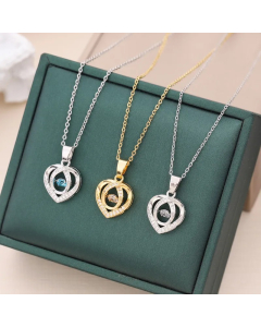 Simple Style Heart Shape Titanium Steel Inlay Zircon Pendant Necklace_colorza_5