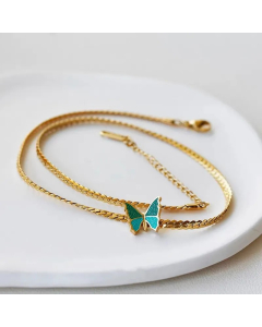 Retro Butterfly Titanium Steel Plating 18K Gold Plated Choker